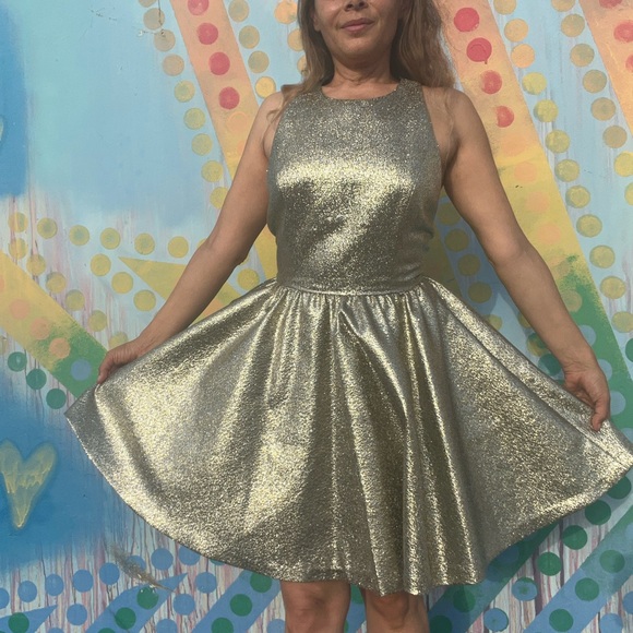 alice and olivia black and gold dress Alice + Olivia Ella Mini Dress main image 1